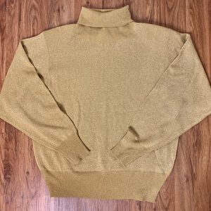 Gold Metallic Turtleneck Sweater